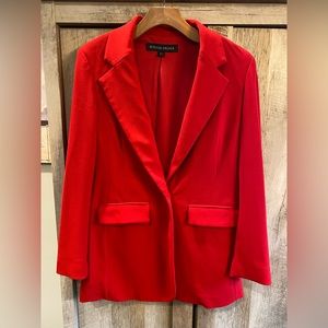 Boston Proper Beyond Travel Classic Boyfriend Blazer Jacket, red, size 12.